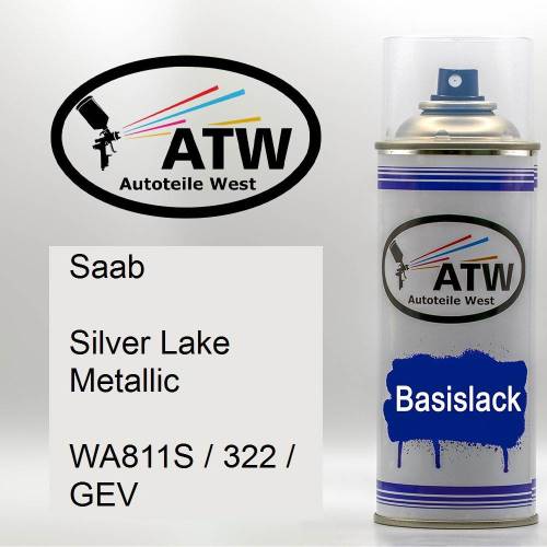 Saab, Silver Lake Metallic, WA811S / 322 / GEV: 400ml Sprühdose, von ATW Autoteile West.